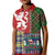 Scottish Christmas Kid Polo Shirt Scotland Lion and Xmas Elements Patch Style - Wonder Print Shop