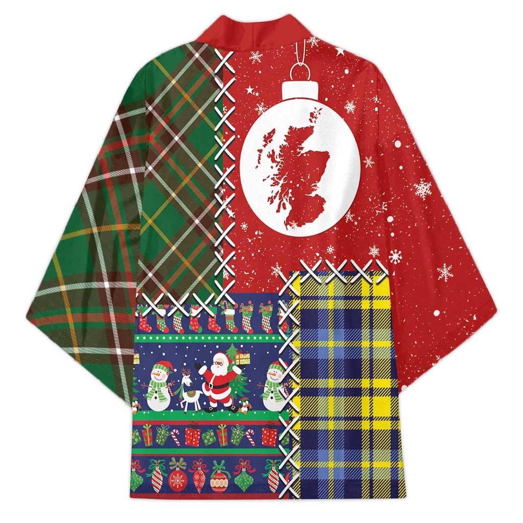 Scottish Christmas Kimono Scotland Lion and Xmas Elements Patch Style - Wonder Print Shop