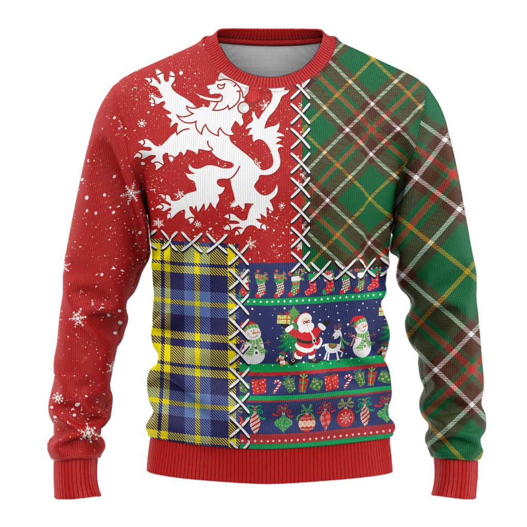 Scottish Christmas Ugly Christmas Sweater Scotland Lion and Xmas Elements Patch Style - Wonder Print Shop