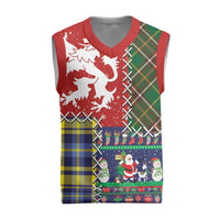 Scottish Christmas Knitted V-Neck Vest Scotland Lion and Xmas Elements Patch Style - Wonder Print Shop