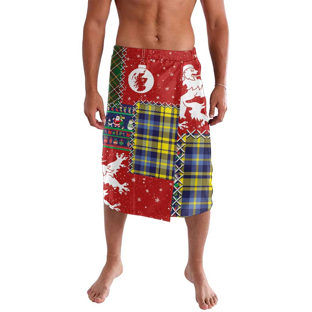 Scottish Christmas Lavalava Scotland Lion and Xmas Elements Patch Style - Wonder Print Shop