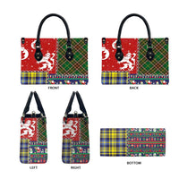 Scottish Christmas Leather Bag Scotland Lion and Xmas Elements Patch Style - Wonder Print Shop