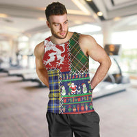 Scottish Christmas Men Tank Top Scotland Lion and Xmas Elements Patch Style - Wonder Print Shop