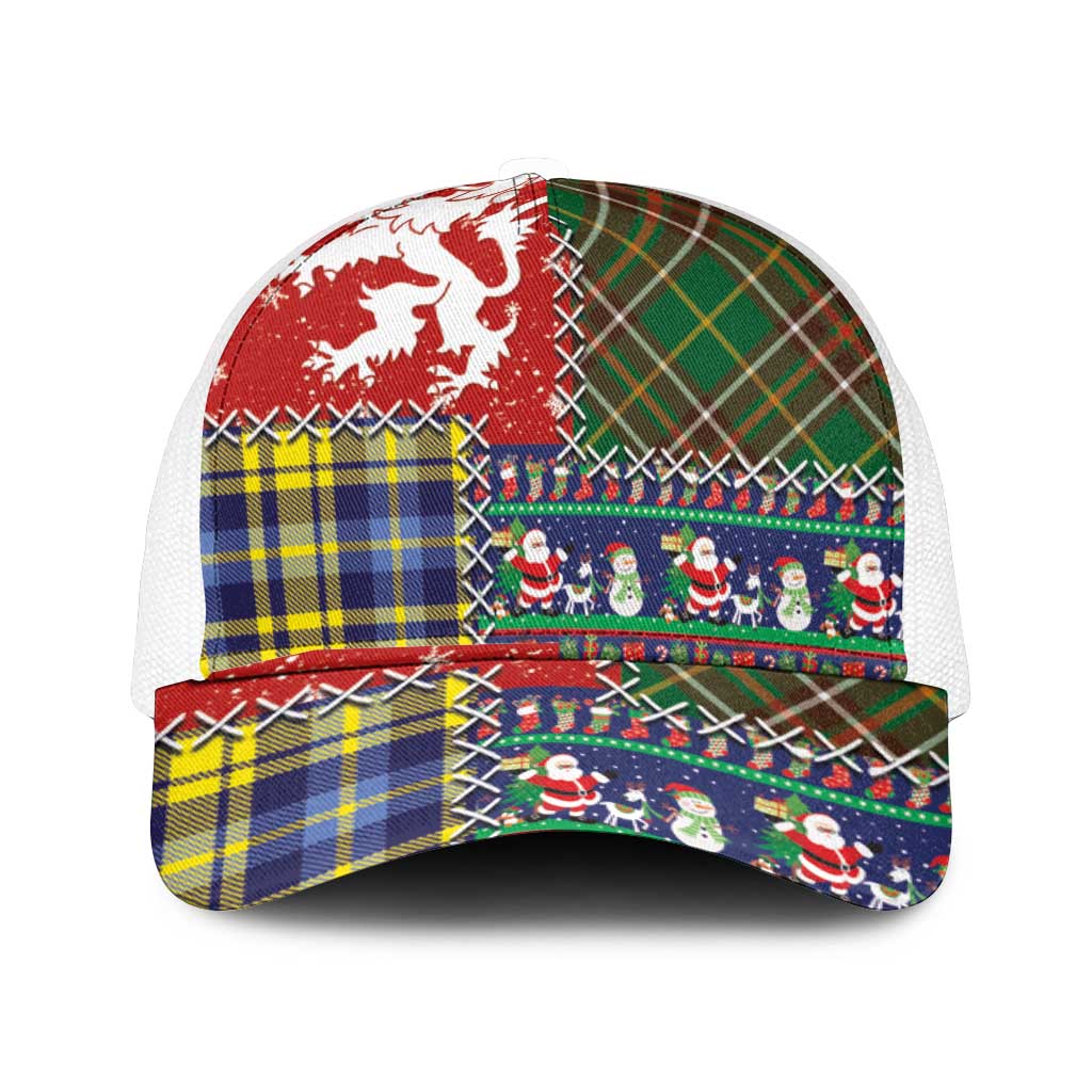 Scottish Christmas Mesh Trucker Cap Scotland Lion and Xmas Elements Patch Style - Wonder Print Shop