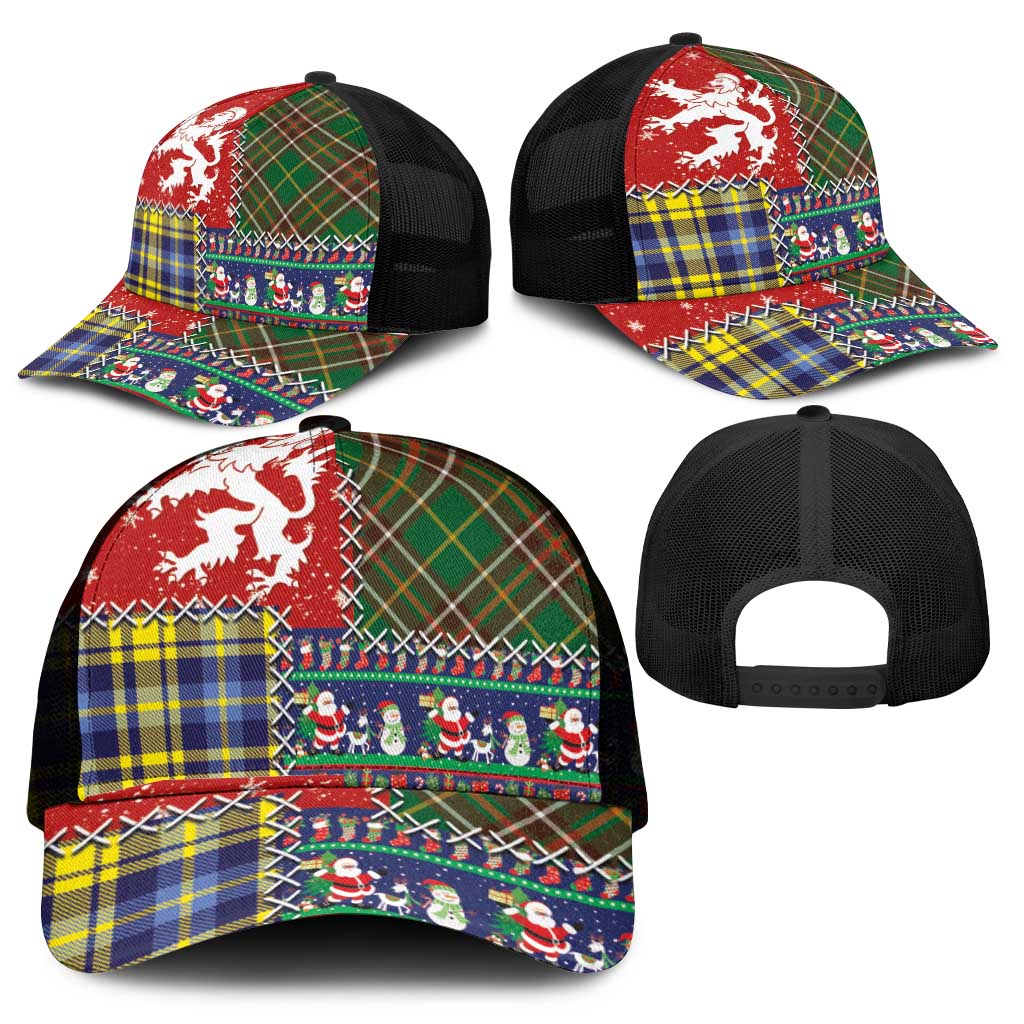 Scottish Christmas Mesh Trucker Cap Scotland Lion and Xmas Elements Patch Style - Wonder Print Shop