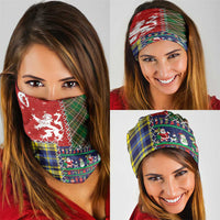 Scottish Christmas Neck Gaiter Scotland Lion and Xmas Elements Patch Style - Wonder Print Shop
