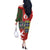 Scottish Christmas Off The Shoulder Long Sleeve Dress Scotland Lion and Xmas Elements Patch Style - Wonder Print Shop
