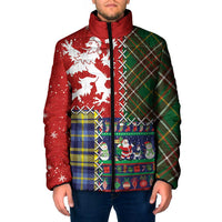 Scottish Christmas Padded Jacket Scotland Lion and Xmas Elements Patch Style - Wonder Print Shop