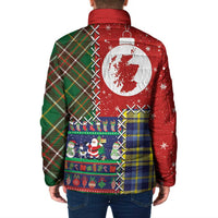 Scottish Christmas Padded Jacket Scotland Lion and Xmas Elements Patch Style - Wonder Print Shop