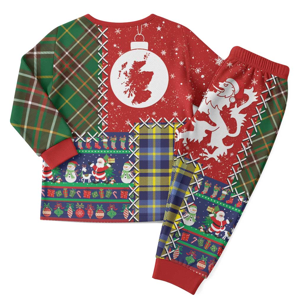 Scottish Christmas Pajama Set Scotland Lion and Xmas Elements Patch Style - Wonder Print Shop