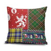 Scottish Christmas Pillow Cover Scotland Lion and Xmas Elements Patch Style - Wonder Print Shop