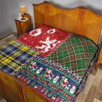 Scottish Christmas Quilt Scotland Lion and Xmas Elements Patch Style - Wonder Print Shop