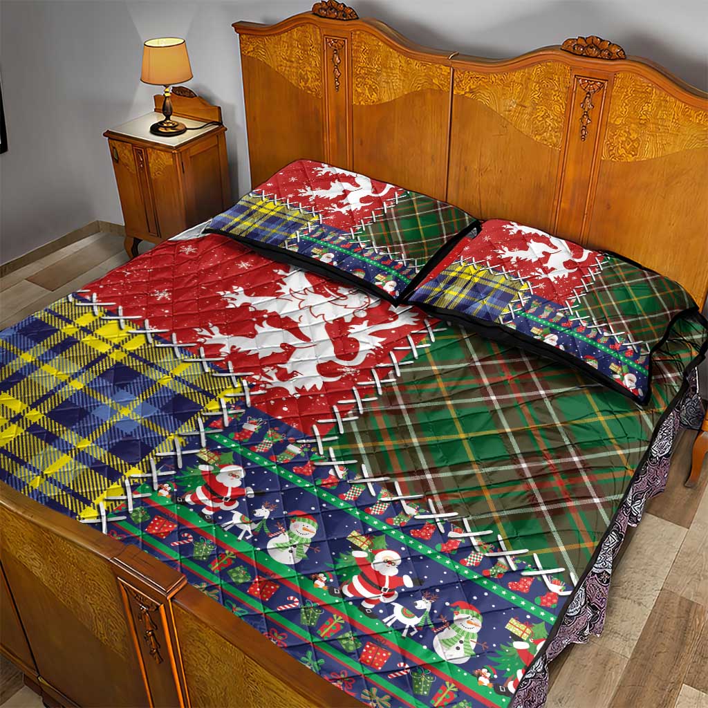Scottish Christmas Quilt Bed Set Scotland Lion and Xmas Elements Patch Style - Wonder Print Shop