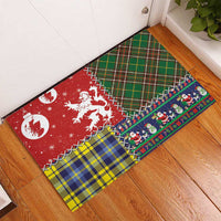 Scottish Christmas Rubber Doormat Scotland Lion and Xmas Elements Patch Style - Wonder Print Shop