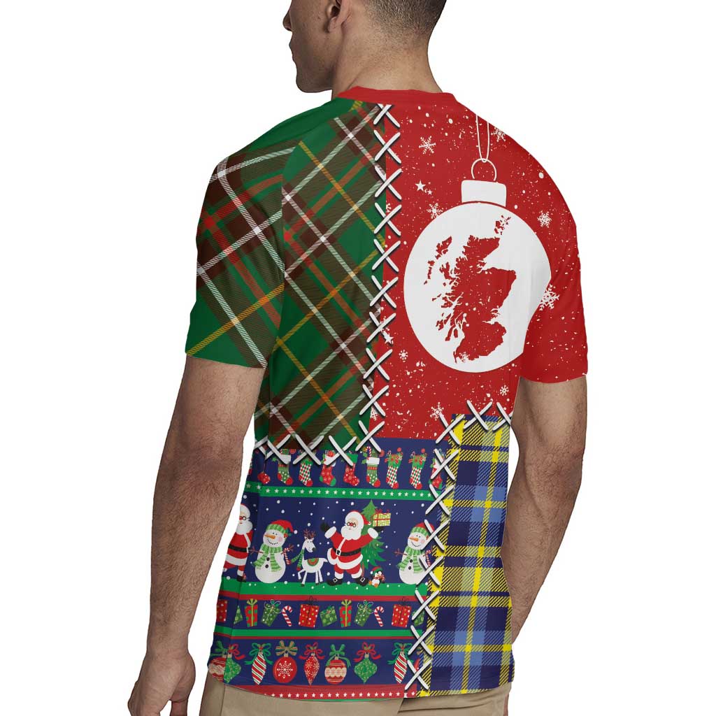 Scottish Christmas Rugby Jersey Scotland Lion and Xmas Elements Patch Style - Wonder Print Shop