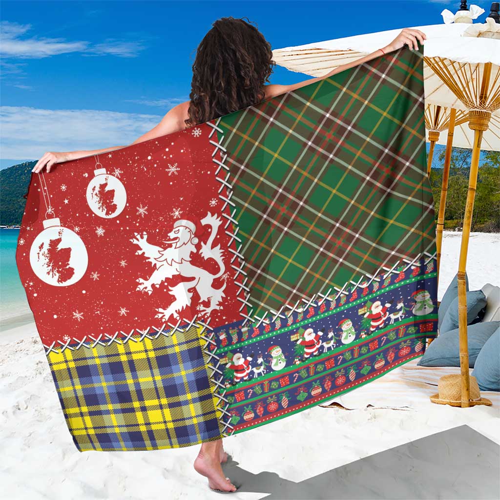 Scottish Christmas Sarong Scotland Lion and Xmas Elements Patch Style - Wonder Print Shop