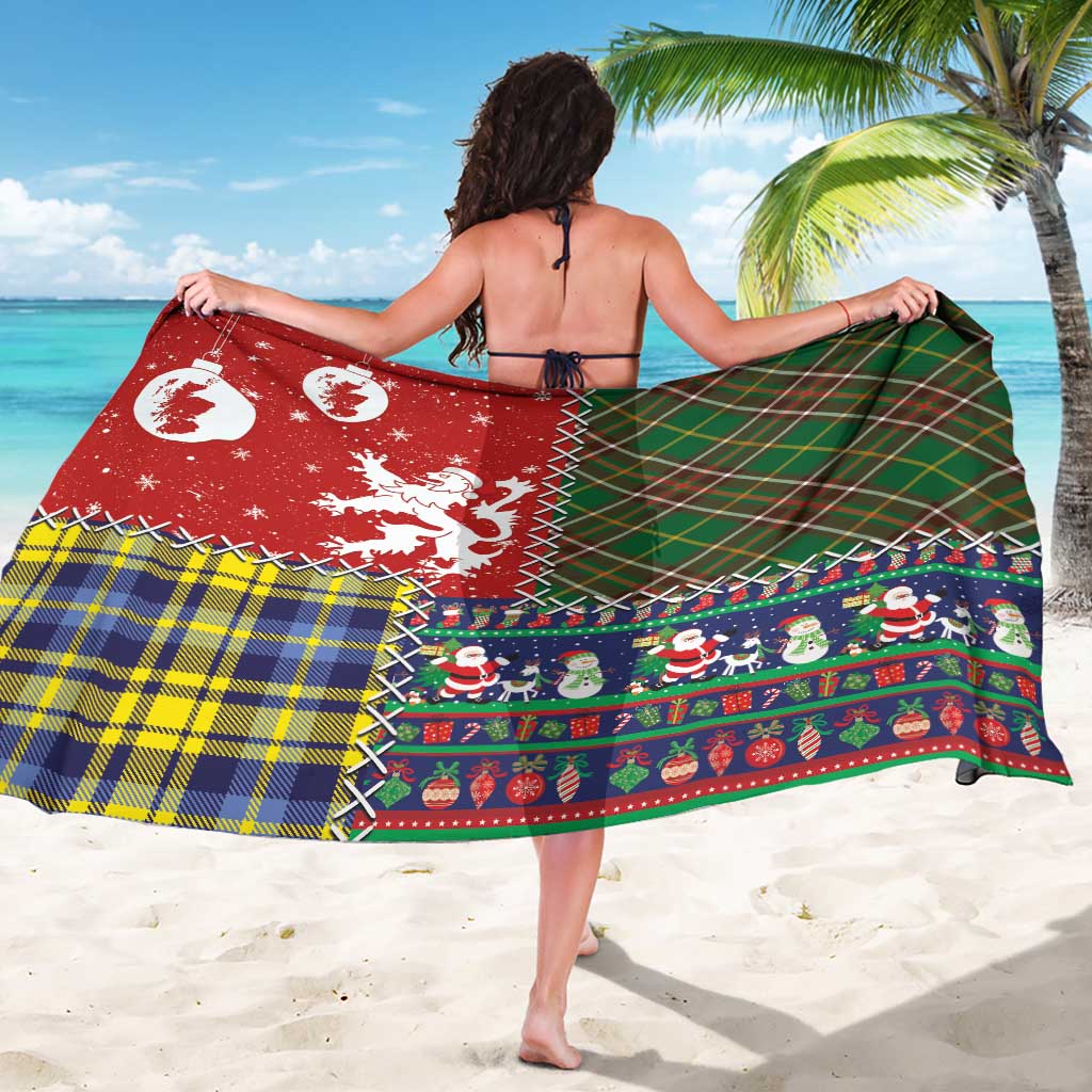 Scottish Christmas Sarong Scotland Lion and Xmas Elements Patch Style - Wonder Print Shop