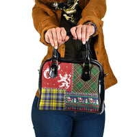 Scottish Christmas Shoulder Handbag Scotland Lion and Xmas Elements Patch Style - Wonder Print Shop