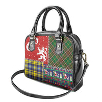 Scottish Christmas Shoulder Handbag Scotland Lion and Xmas Elements Patch Style - Wonder Print Shop