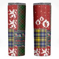 Scottish Christmas Skinny Tumbler Scotland Lion and Xmas Elements Patch Style - Wonder Print Shop