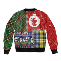 Scottish Christmas Sleeve Zip Bomber Jacket Scotland Lion and Xmas Elements Patch Style - Wonder Print Shop