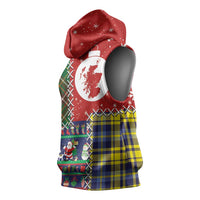 Scottish Christmas Sleeveless Hoodie Scotland Lion and Xmas Elements Patch Style - Wonder Print Shop