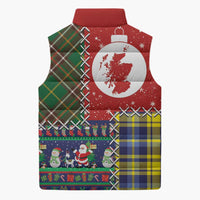 Scottish Christmas Sleeveless Puffer Jacket Scotland Lion and Xmas Elements Patch Style - Wonder Print Shop