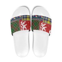 Scottish Christmas Slide Sandals Scotland Lion and Xmas Elements Patch Style - Wonder Print Shop