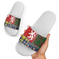 Scottish Christmas Slide Sandals Scotland Lion and Xmas Elements Patch Style - Wonder Print Shop