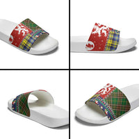 Scottish Christmas Slide Sandals Scotland Lion and Xmas Elements Patch Style - Wonder Print Shop