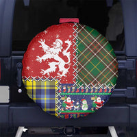 Scottish Christmas Spare Tire Cover Scotland Lion and Xmas Elements Patch Style - Wonder Print Shop