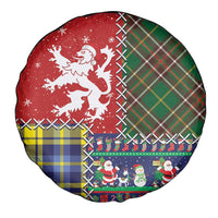 Scottish Christmas Spare Tire Cover Scotland Lion and Xmas Elements Patch Style - Wonder Print Shop