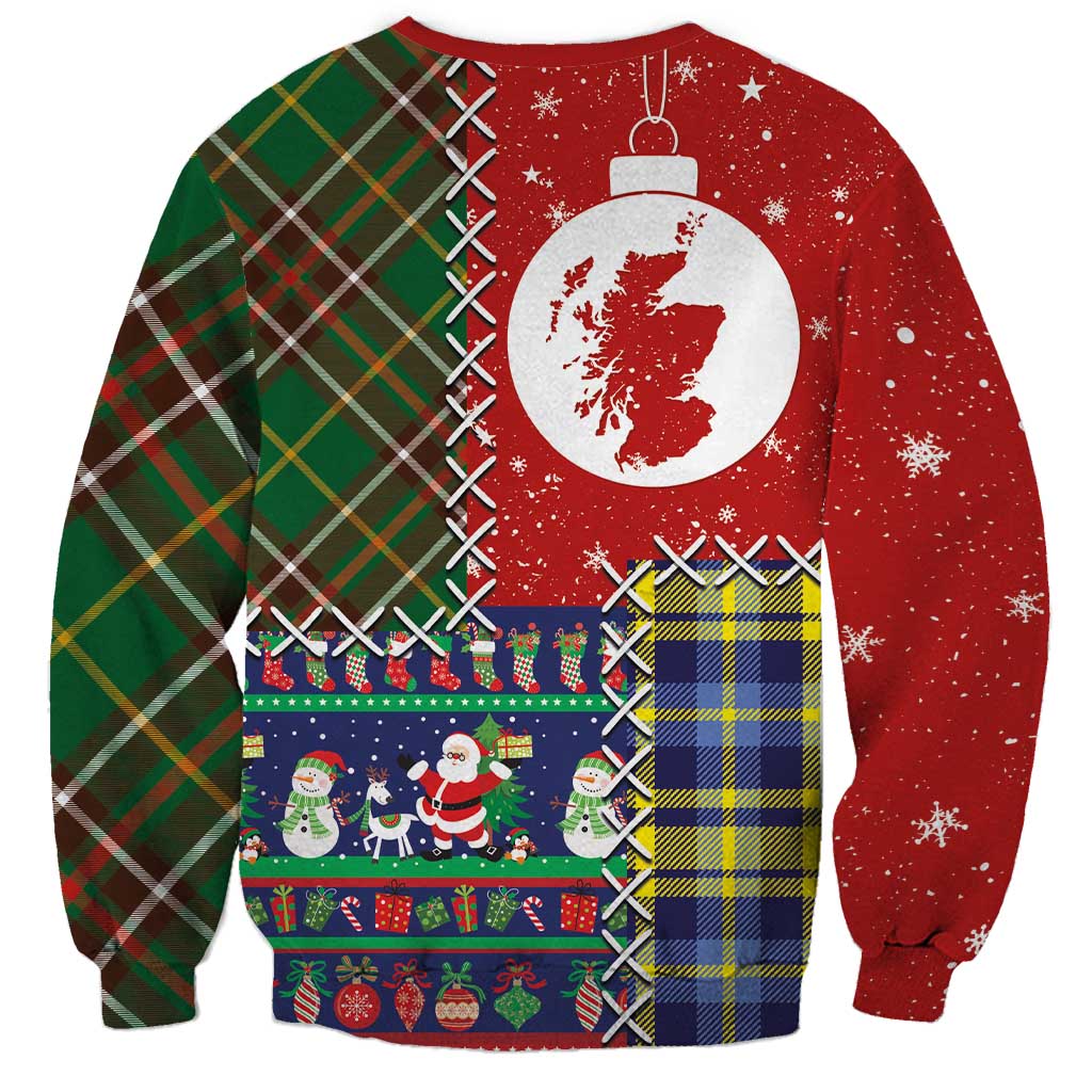 Scottish Christmas Sweatshirt Scotland Lion and Xmas Elements Patch Style - Wonder Print Shop
