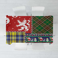 Scottish Christmas Tablecloth Scotland Lion and Xmas Elements Patch Style - Wonder Print Shop