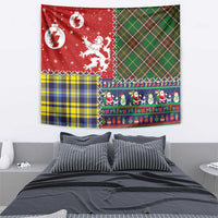 Scottish Christmas Tapestry Scotland Lion and Xmas Elements Patch Style - Wonder Print Shop