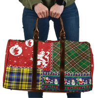 Scottish Christmas Travel Bag Scotland Lion and Xmas Elements Patch Style - Wonder Print Shop