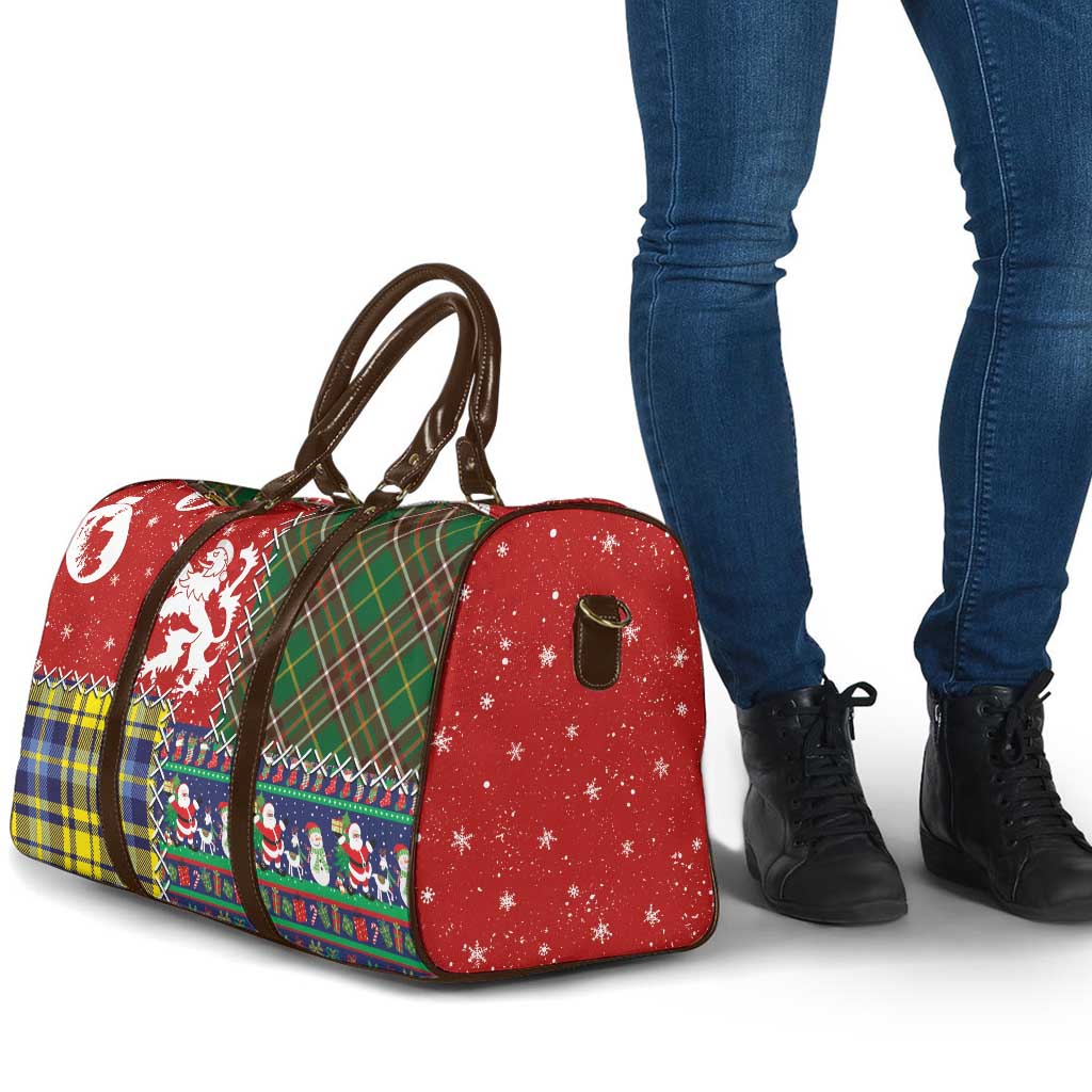 Scottish Christmas Travel Bag Scotland Lion and Xmas Elements Patch Style - Wonder Print Shop