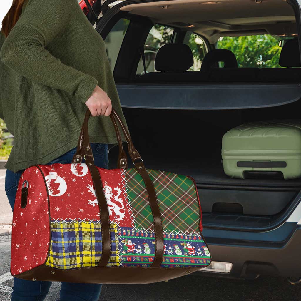 Scottish Christmas Travel Bag Scotland Lion and Xmas Elements Patch Style - Wonder Print Shop
