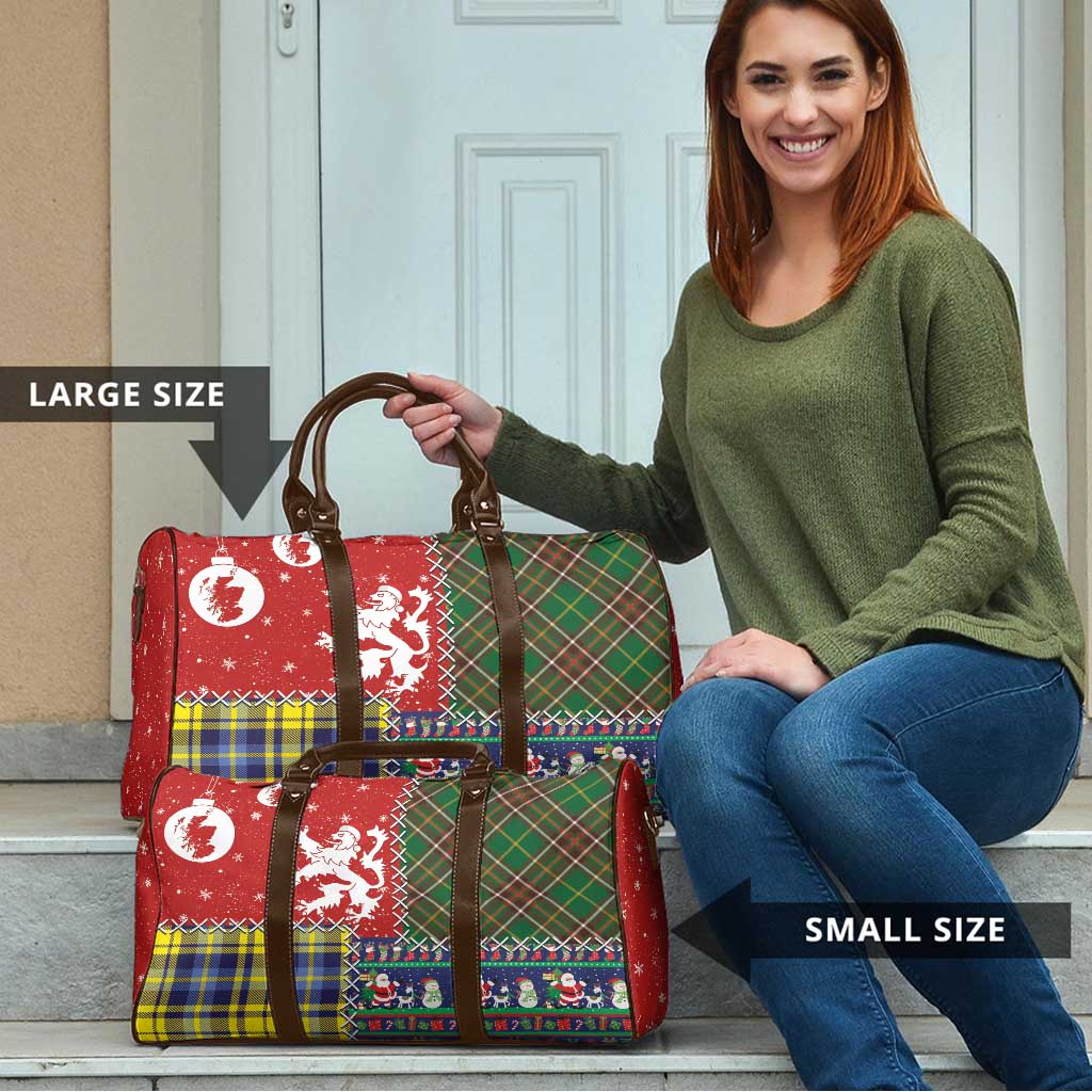 Scottish Christmas Travel Bag Scotland Lion and Xmas Elements Patch Style - Wonder Print Shop