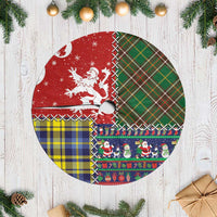 Scottish Christmas Tree Skirt Scotland Lion and Xmas Elements Patch Style - Wonder Print Shop