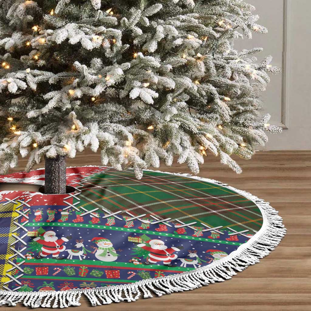 Scottish Christmas Tree Skirt Scotland Lion and Xmas Elements Patch Style - Wonder Print Shop