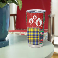 Scottish Christmas Tumbler Cup Scotland Lion and Xmas Elements Patch Style - Wonder Print Shop