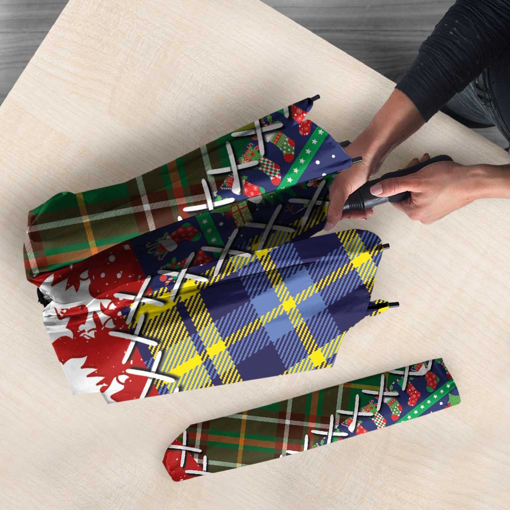 Scottish Christmas Umbrella Scotland Lion and Xmas Elements Patch Style - Wonder Print Shop