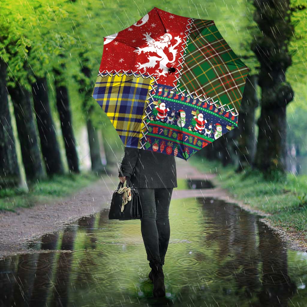 Scottish Christmas Umbrella Scotland Lion and Xmas Elements Patch Style - Wonder Print Shop