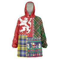 Scottish Christmas Wearable Blanket Hoodie Scotland Lion and Xmas Elements Patch Style - Wonder Print Shop