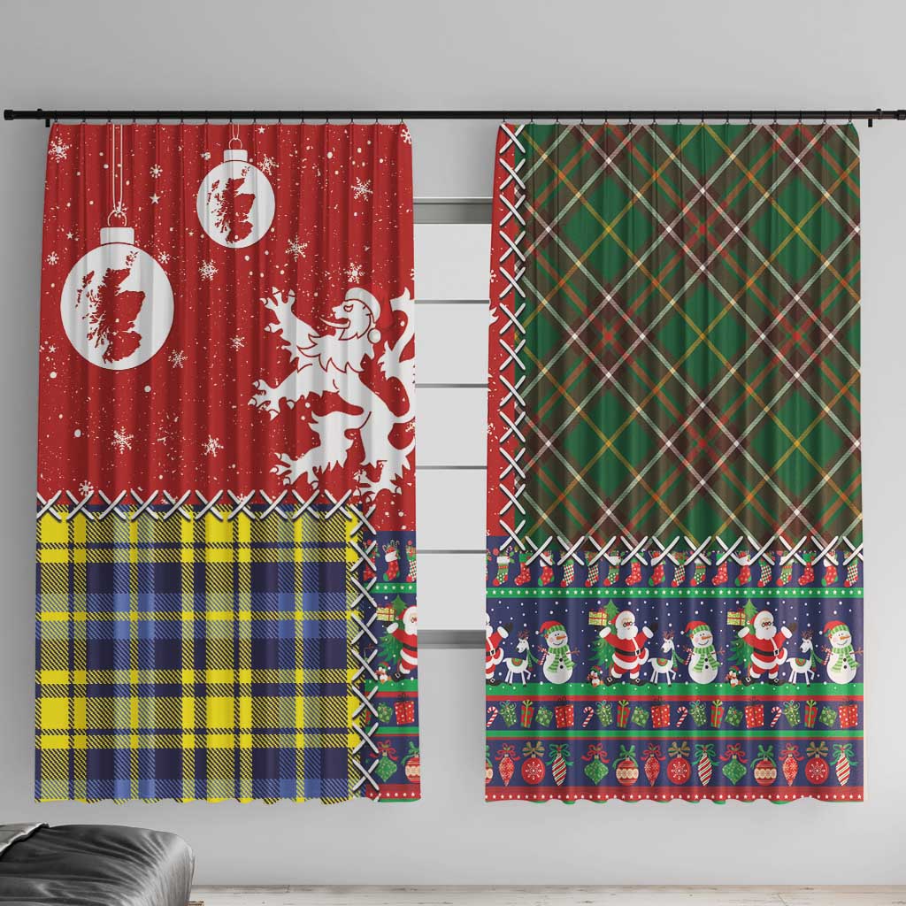 Scottish Christmas Window Curtain Scotland Lion and Xmas Elements Patch Style - Wonder Print Shop