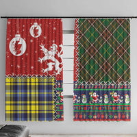 Scottish Christmas Window Curtain Scotland Lion and Xmas Elements Patch Style - Wonder Print Shop