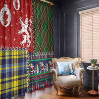 Scottish Christmas Window Curtain Scotland Lion and Xmas Elements Patch Style - Wonder Print Shop