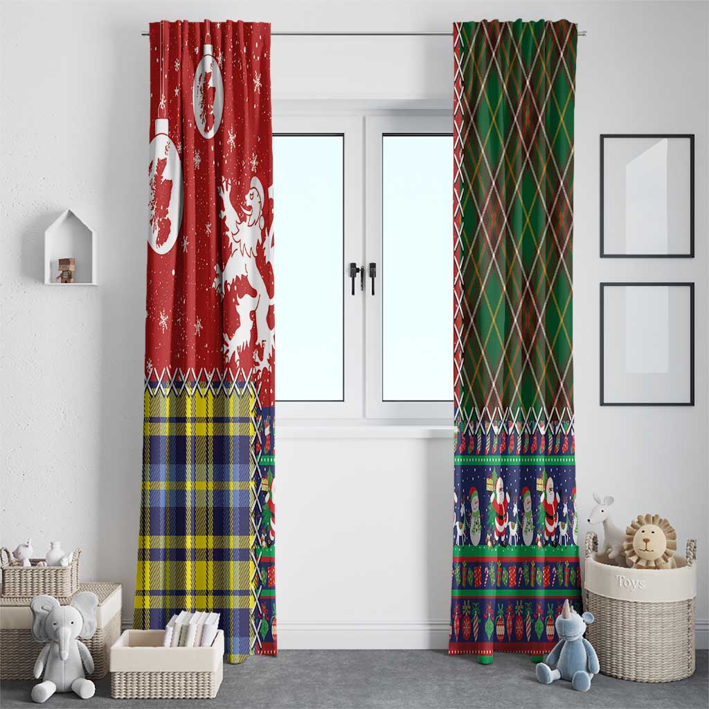 Scottish Christmas Window Curtain Scotland Lion and Xmas Elements Patch Style - Wonder Print Shop