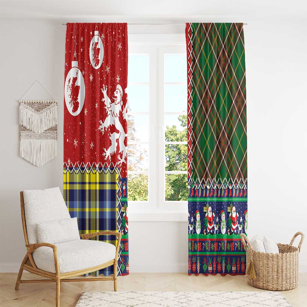 Scottish Christmas Window Curtain Scotland Lion and Xmas Elements Patch Style - Wonder Print Shop